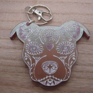 Keychain Pitbull Sugar Skull